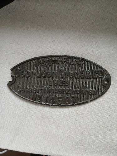 Waggonschild gebr crede 1922 - waggonschild, gebr.crede