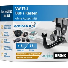 ANHÄNGERKUPPLUNG für VW T6.1 19-24 ver. abnehmbar BRINK +13pol E-Satz spezifisch