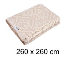 Plaid Tagesdecke BAROCK KING SIZE beige Couchdecke Sofa Decke 260 x 260 Cotton