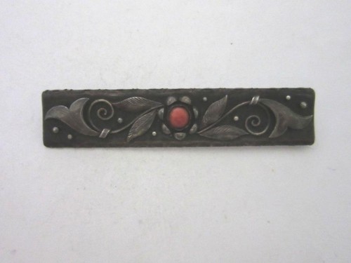 Antike silberbrosche blume mit - antike,