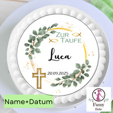 Tortenaufleger Taufe essbar personalisiert Zuckerpapier Esspapier Tortendeko