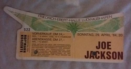 Konzertkarte joe jackson 1984 - konzertkarte,