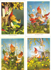 4 Ansichtskarten, Pucki Lucki Gucki, Steiff, Zwerge