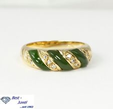 Ausgefallener Ring mit echt Jade und Diamant  0,10 Carat; 585 Gelbgold, 14 Karat