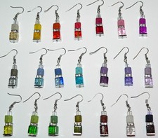 Ohrschmuck Hänger Würfel Cube Crash Glas Acryl matt 23 FARBEN AUSWAHL STRASS o1