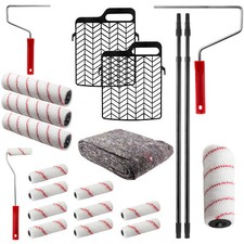 Profi Maler Farbroller Set 22tlg. Streichset mit Abdeckvlies für Renovierung