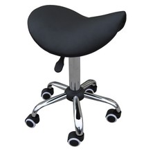 ZEN Sattelhocker mit Rollen Schminkhocker Rollhocker für Kosmetikstudio Schwarz