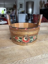 Holzeimer Schale Bauernmalerei Übertopf Rosenmaling Skandinavisch Deko Vintage