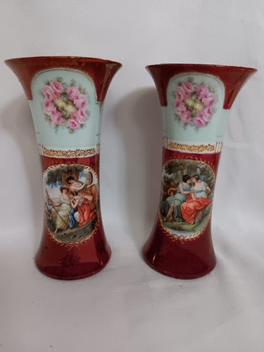Paar vase wiener stil rosen - vase,