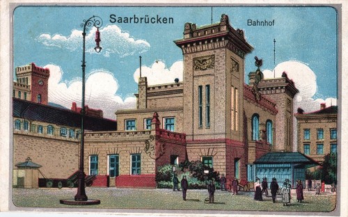 Saarbrücken bahnhof 1919 - saarbrücken,, bahnhof,