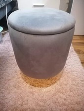 Sitzhocker mit Stauraum Sitzpouf Pouf Polsterhocker Fußhocker Hocker Samt rund