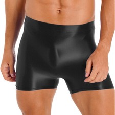 DE Herren Boxershorts Glossy Glänzend Sexy Höschen Kurze Hose Fit Badeshort