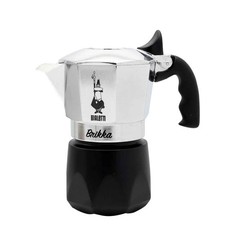 Bialetti Brikka Mokka-Kanne 0,17 l Schwarz Edelstahl Aluminium 4 Tassen