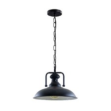 Vintage Pendelleuchte Hängelampe Schwarz Retro Industrie Deckenlampe aus Eisen