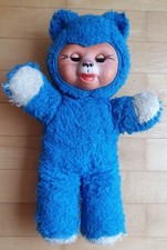 DDR Plüschtier Gummigesicht Teddy blau Kuscheltier Nostalgie