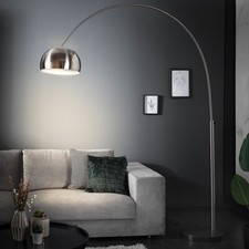 Ausziehbare Bogenlampe LOUNGE DEAL 170-210cm chrom gebürstet Marmorfuß Stehlampe