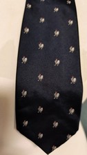 Krawatte - reine Seide - dunkelblau mit Gockeldruck