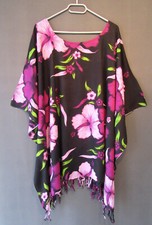 Tunika Shirt Bluse SCHWARZ VIOLETT BLUMEN XXL 2XL 3XL 4XL 52 54 56 58 60 -G242