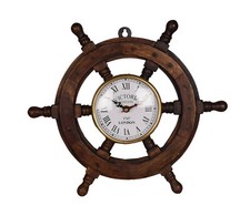 Holz Schiff Lenkrad Uhr 18"