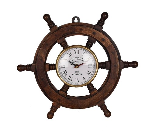 Holz schiff lenkrad uhr - schiff, 18"