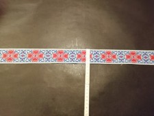 67 cm blau+rote Herzen Trachtenborte Webband Bordüre