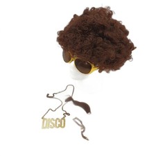 Viksaun Kostüm Set Party Kleidung Karneval Hippie Afro Perücke 70er Jahre Spaß