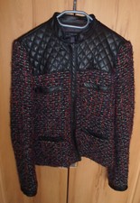 Jacke mit Echtleder von Zara woman, Gr. M, bordo-schwarz