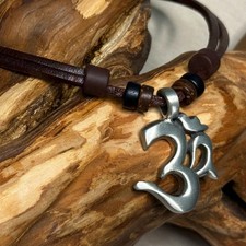 Leather chain surfer chain Om