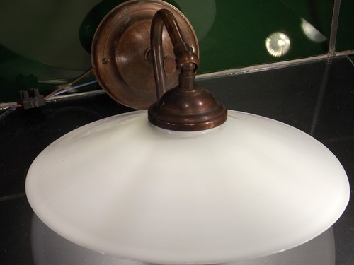 Antik wandlampe opalglas - antik,