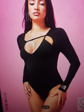 Damen Bodysuit sexy schwarz langarm sehr Elastisch Herbst Sommer Winter M