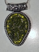 Neu 925 Sterling Silber  Anhänger Moldavit mit 50cm Kette