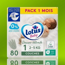 Lotus Baby Windeln Gr. 1 (2-5kg) - Monats-Pack für Neugeborene, Douceur Naturell