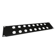 2HE Rackblende 19 Zoll Metall schwarz für 16x XLR Buchsen 24mm Rack Panel