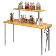 B-Ware bremermann Küchenregal, Eckregal aus Bambus und Edelstahl mit Haken