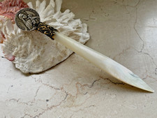 Antiker Brieföffner religiöses Motiv mit Perlmutt  Unikat !