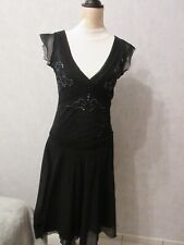 Cocktailkleid MEXX, Damenkleid, Partykleid m. Pailetten, Perlen, schwarz, Gr. 38