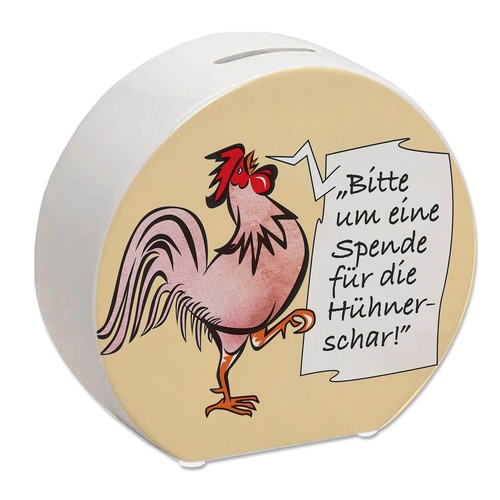 Spardose mit hahn motiv rot - in,