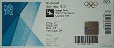 Eintrittskarte Olympia 6.8.2012 Men's Wasserball Großbritannien - Montenegro B23