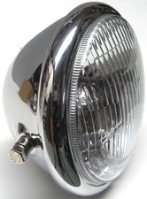Motorrad Scheinwerfer Lampe rund 154mm H4  Chopperlampe Chromscheinwerfer AME