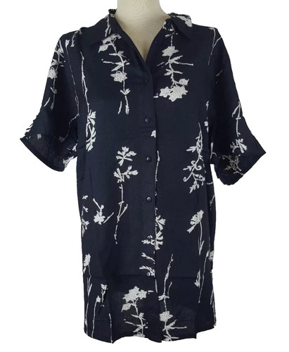 Bluse schwarz weiß blumen - weiß,