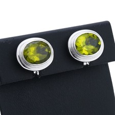 Ohrringe 750 Gold 18 Kt Weißgold Peridot Ohrclips Ohrschmuck Damen Wert 5400,-