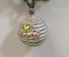 ❉Alte Weihnacht❉Christbaumschmuck JUGENDSTIL RIFFEL-ROSENKUGEL Lauscha/Thüringen