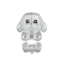 Charm Perle Hund Welpe 925 Silber Niedlich - Anhänger für Armband