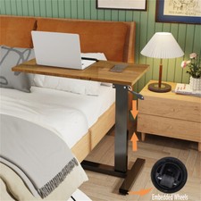 XL Klappbarer Bett Beistelltisch Sofatisch mit Rollen Holz Stehpult Laptop Tisch