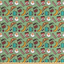 Speck Satin Stoff als Meterware Amerikanisches Frühstück Menu