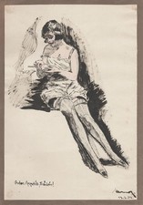 Guten Appetit, Fräulein - Frau im Nachthemd Erotik 1920er 20er Zeichnung 1924