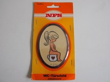 Türschild, WC / Bad, Mädchen, ca. 9,5 cm, Neu, Vintage