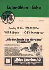 Fussball-Programmheft   73/74    RL   VfB Lübeck - OSV Hannover