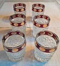 6 Kristall-/Antikglas - Gläser mit Dekorrand, ca 9 cm Höhe -  Whiskygläser