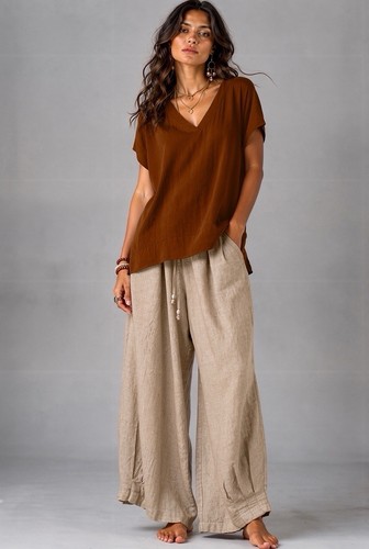 Damen leinenhose camelbraun - damen,